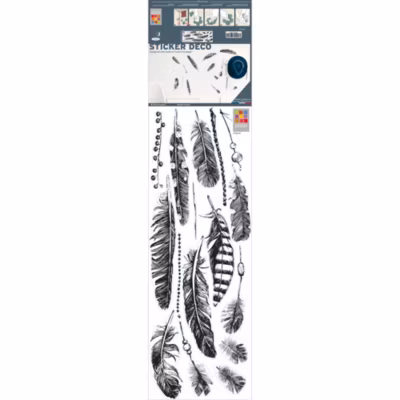 Sticker mural Attrape-Rêve Plumes Noires, 68 cm X 24 cm, Décoration Murale Décorative.