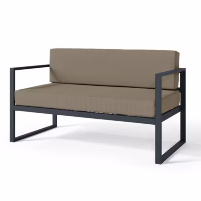 Canapé de jardin 128 cm Dywilly marron clair structure noire