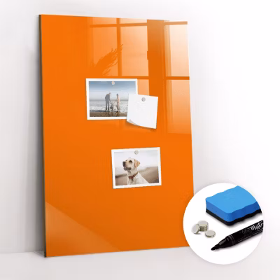 Tableau Magnétique Wallfluent 40×60 cm Couleur orange Marqueur noir En Verre De Planification
