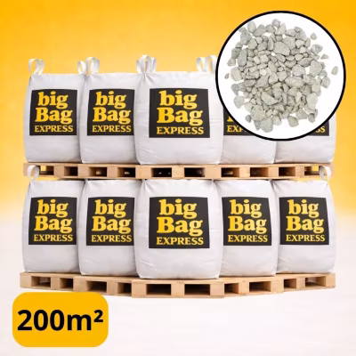 PACK 10 X BIG BAG de +/- 1,5T – 200M² Gravillon ECO Blanc/Gris/Beige Calcaire 6/14 mm – Livraison PREMIUM