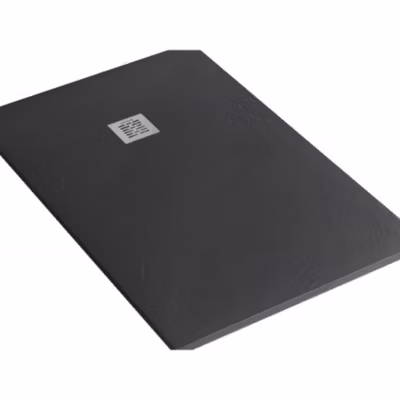 Receveur de douche à poser extra-plat épaisseur 28mm en pierre SANINDUSA STONIT Marina 210×120 antidérapant classé C3 noir