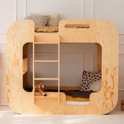 Lit superpose 90×190 echelle à gauche sommier inclus Nadège Bois