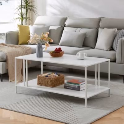 Table basse Kumlinge métal 47 x 110 x 55 cm blanc en.casa