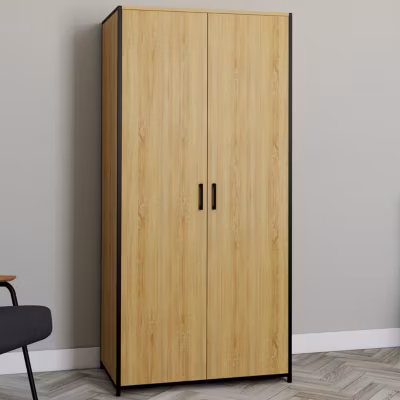 Armoire 2 portes DETROIT penderie 80 cm avec étagères rangement maxi capacité design industriel