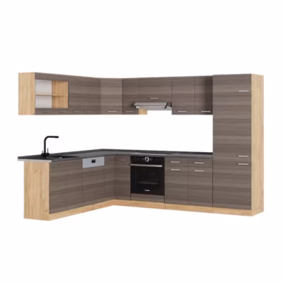 Vicco Cuisine en angle gris noble/chêne doré 227x287cm , PT Anthracite