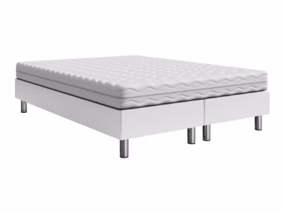 Lit continental Logan 101, Double, Blanc, Faux cuir, Disponible