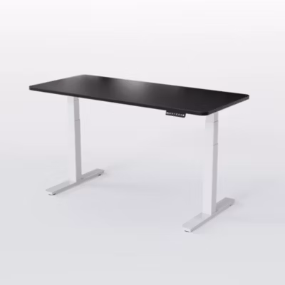 AUM WORLD Bureau Assis Debout Électrique, 180×70, DIY, 2 moteurs, 4 Mémoires, Hauteur 62-127cm, Charge 120kg, Blanc, Noir