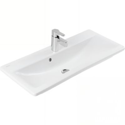 Vasque murale ou à encastrer céramique traditionnelle SANINDUSA Look 83×36 blanc