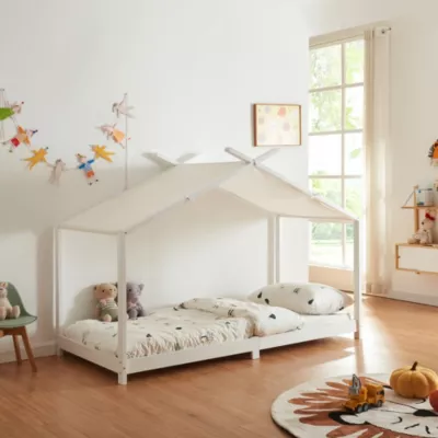 Lit enfant Brome bois de pin 90 x 200 cm blanc en.casa
