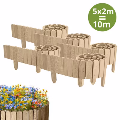 Clôture en bois flexible – Floranica – 10 m – Non Traitée – Beige – Modulable