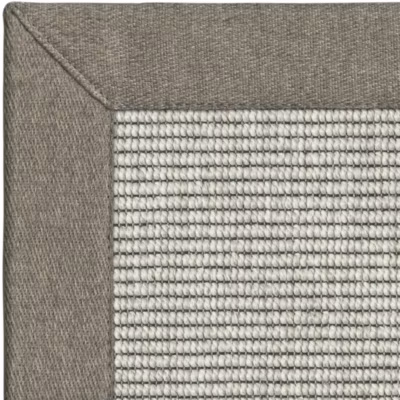 Tapis intérieur / extérieur Nusa – Blanc craie – Ganse marron glacé – 200 x 200 cm