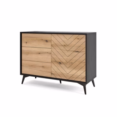 Buffet 1 porte 3 tiroirs 104 cm motif chevrons