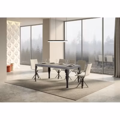 Table Paxon Extensible Dessus Ciment 90×180 Allongée 284 cadre Anthracite