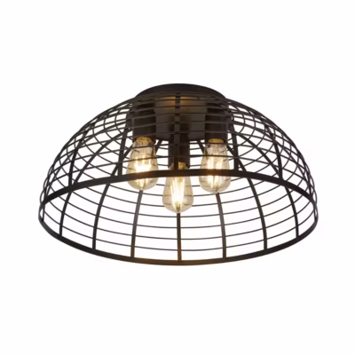 Searchlight Vision Plafonnier Cage 3 Lumières Métal Noir Mat