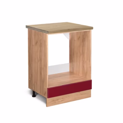 Vicco Meuble pour four Rouge brillant 60cm , PT Chêne