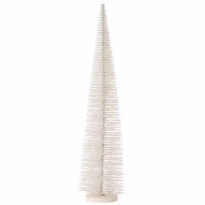 Sapin de Noël à paillettes en plastique blanc 10x10x39 cm