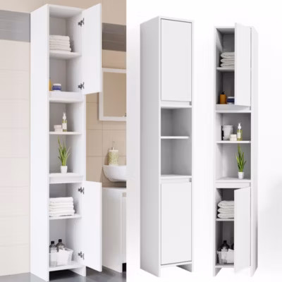 Vicco Meuble de rangement de salle de bain Blanc 30x190cm