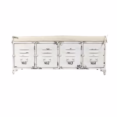 Banc avec rangement en métal blanc Félicie