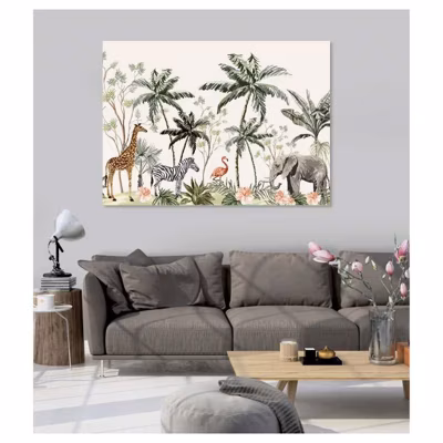 Tableau toile en kit DOUCE JUNGLE 180 x 130 cm – Toile textile sans PVC, Made in France par Scenolia