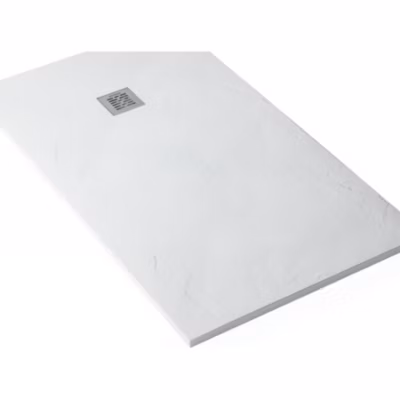 Receveur de douche à poser extra-plat épaisseur 28mm en pierre SANINDUSA STONIT Marina 180×90 antidérapant classé C3 blanc